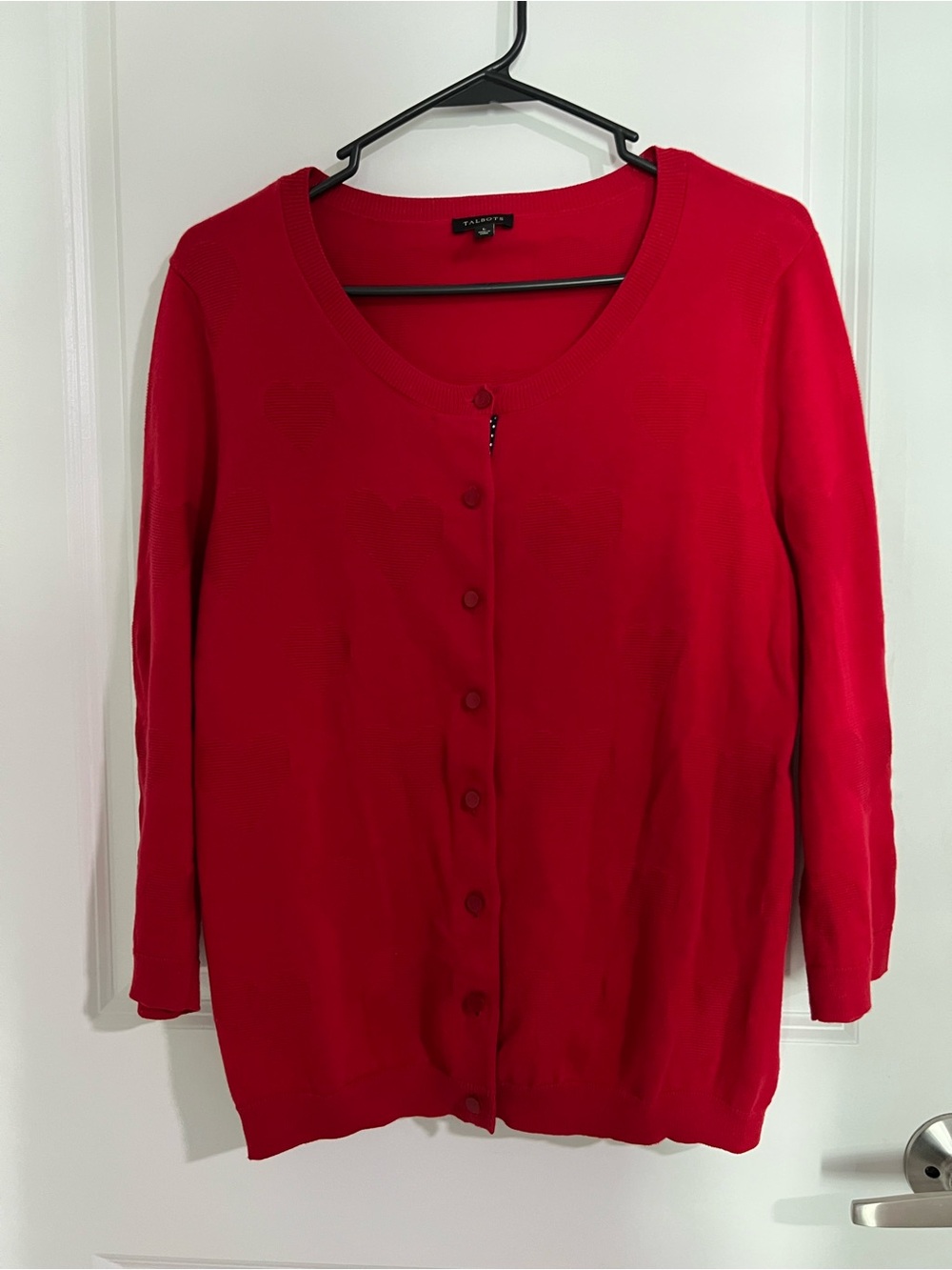 Talbots Bright Red Scoop Neck Button-Front Cardigan